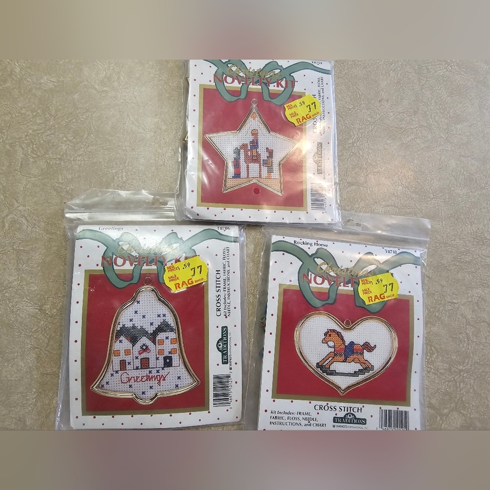 Holiday Cross Stitch Ornament Kit Set